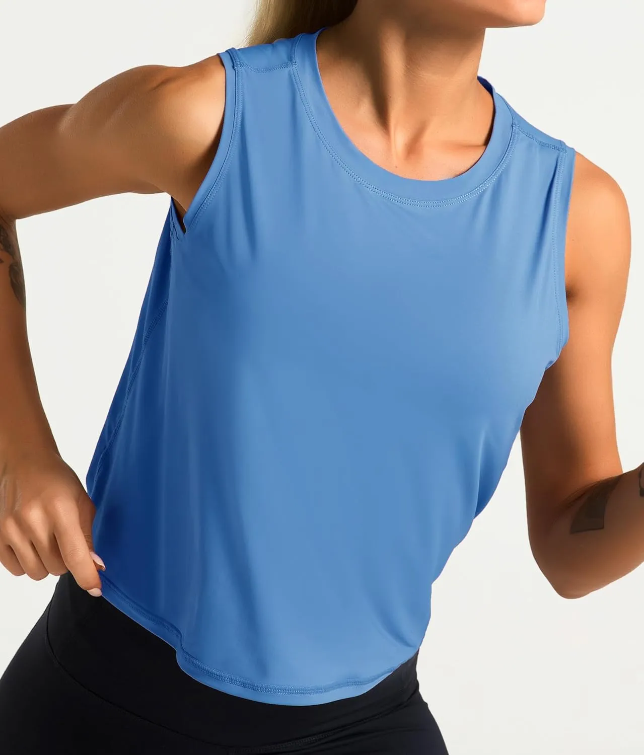 Dragon Fit Women Sleeveless Yoga Tops Workout Cool T-Shirt Running Short Tank Crop Tops