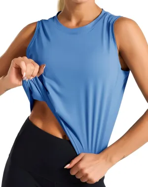 Dragon Fit Women Sleeveless Yoga Tops Workout Cool T-Shirt Running Short Tank Crop Tops