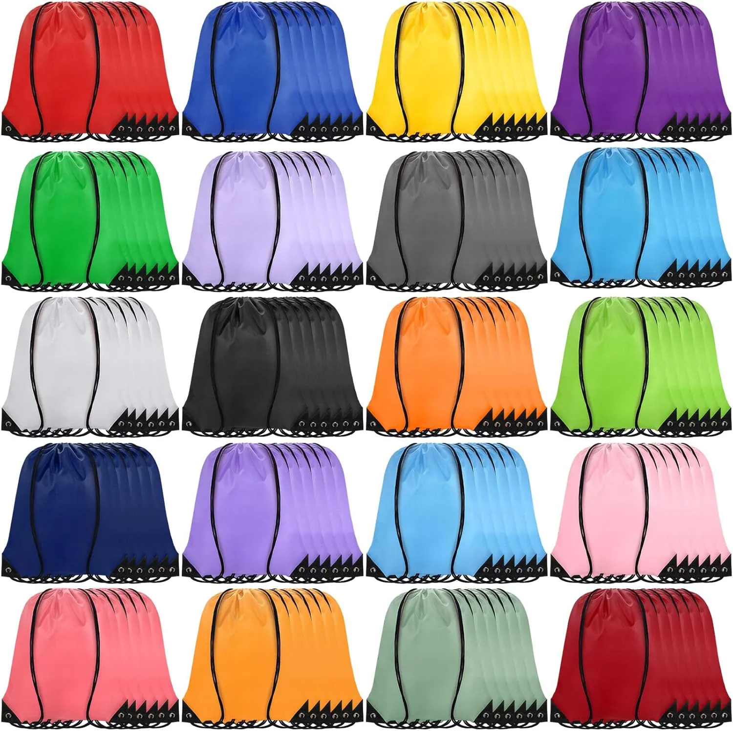 Drawstring Backpack Bulk 120 PCS, Drawstring Bags String Backpack Cinch Sack Gym Bags for Sport Trip Beach Swimming, 20 Color