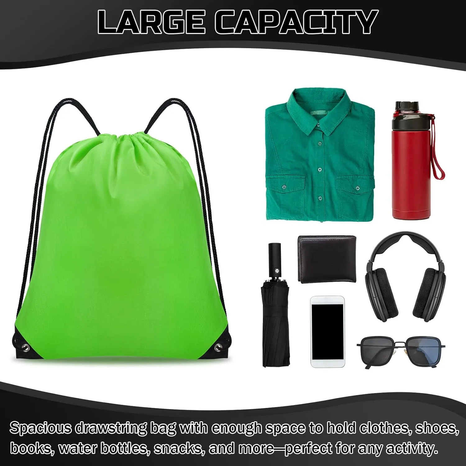 Drawstring Backpack Bulk 120 PCS, Drawstring Bags String Backpack Cinch Sack Gym Bags for Sport Trip Beach Swimming, 20 Color