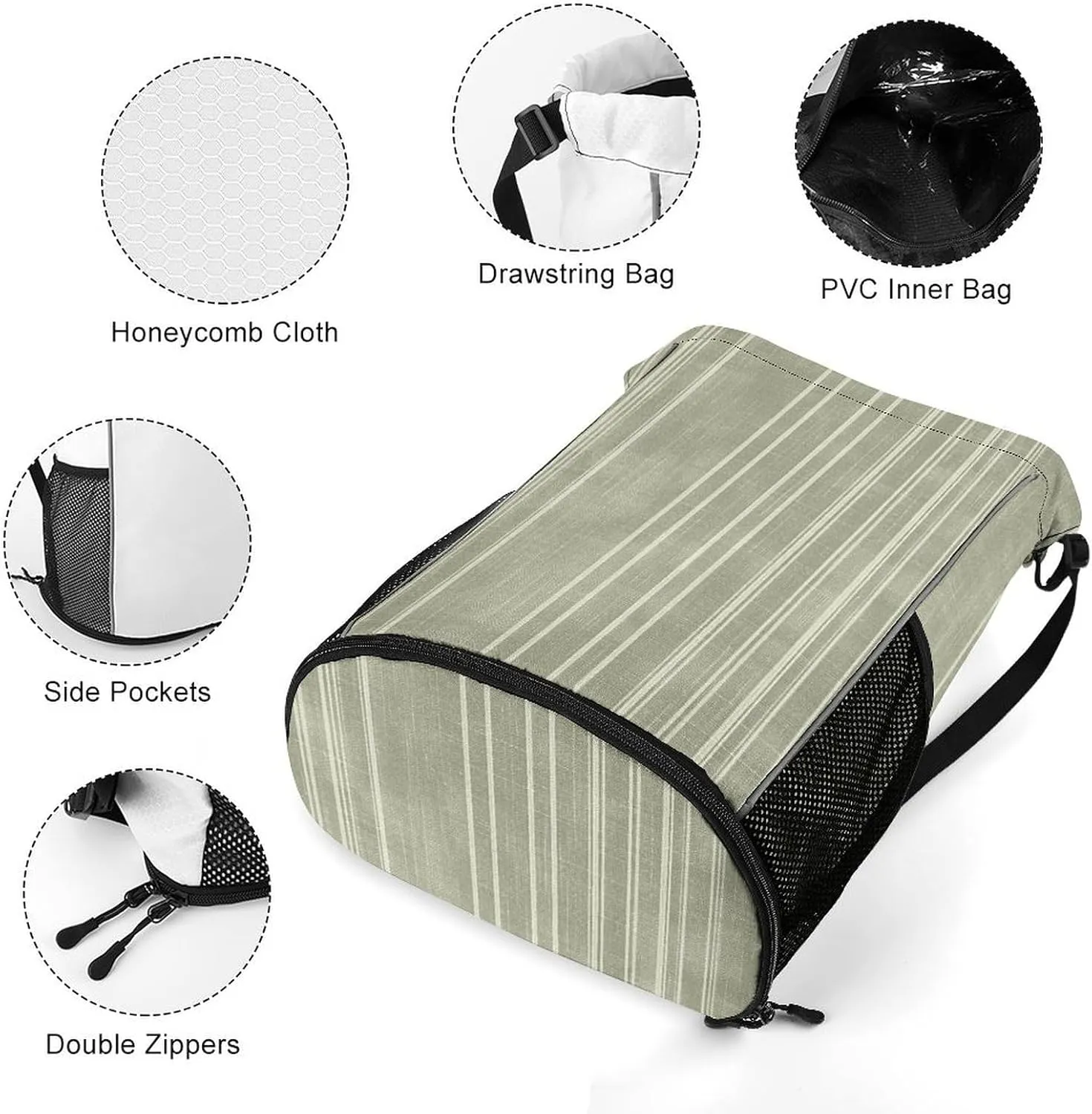 Drawstring Backpack Sport Gym French Stripe Pattern Sackpack Bag With Side Pocket Resistant Sackpack for Women Men