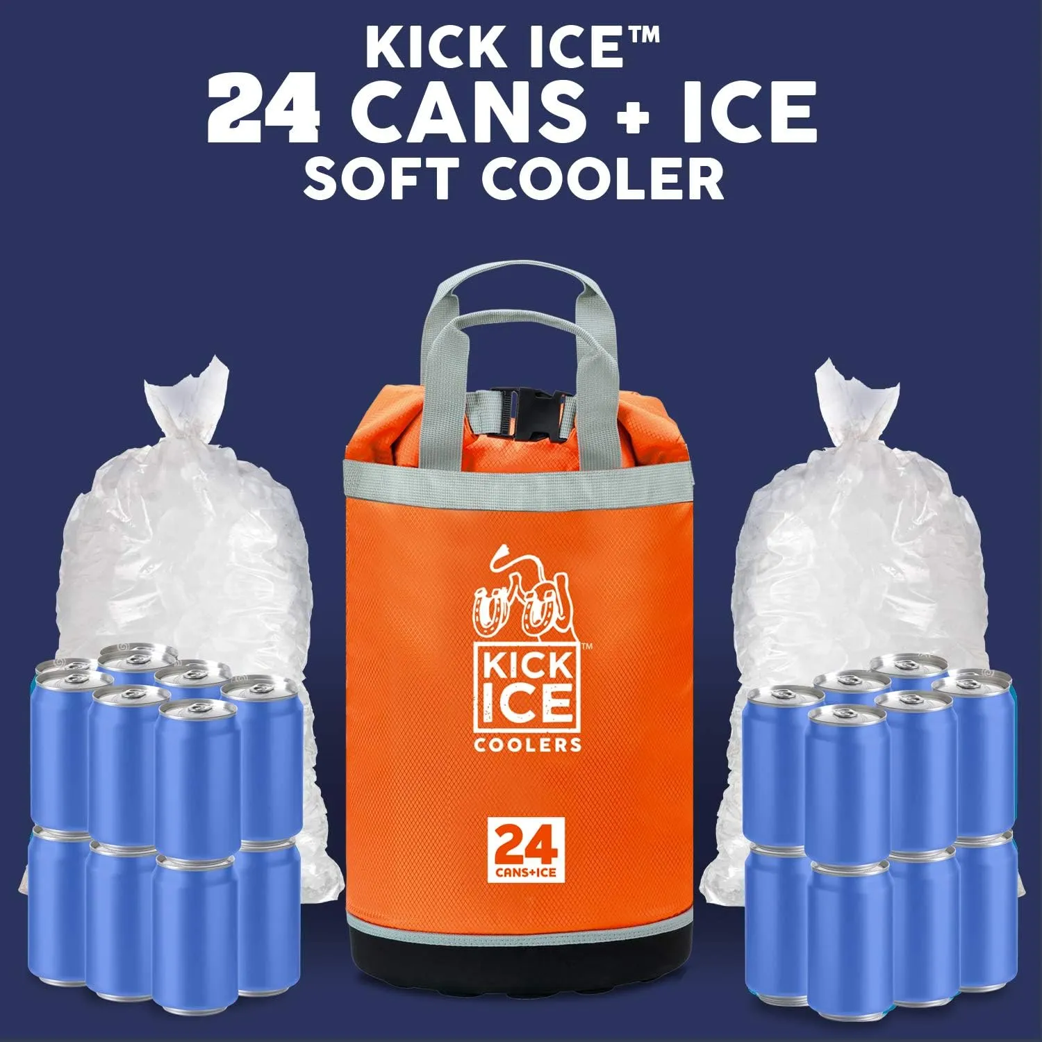 Dry Bag   Soft Cooler with PVC Free Leakproof Lining   Rolltop Closure for Kayaking, Beach, Rafting, Boating, Hiking, Camping and Fishing, Holds 24 Cans   Ice, 15L, Orange