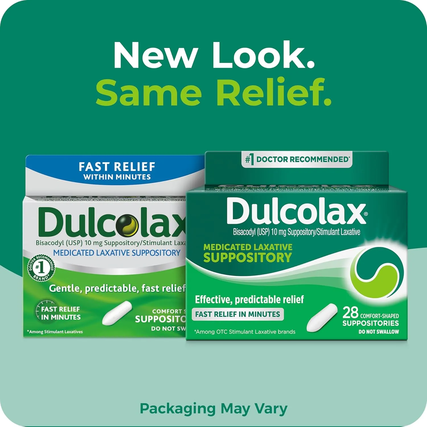 Dulcolax Stimulant Laxative Medicated Suppositories, Predictable & Effective Constipation Relief, Bisacodyl 10 mg, 28 Count, Stimulant Laxatives