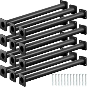 Dunzy 12 Pack Monkey Bars Swing Set Accessories Rods Playset Ladder Rungs Hardware Kit Steel Monkey Bar with Screws for Backyard Playground Equipment Mounting Plates(16.5 Inch,Black)