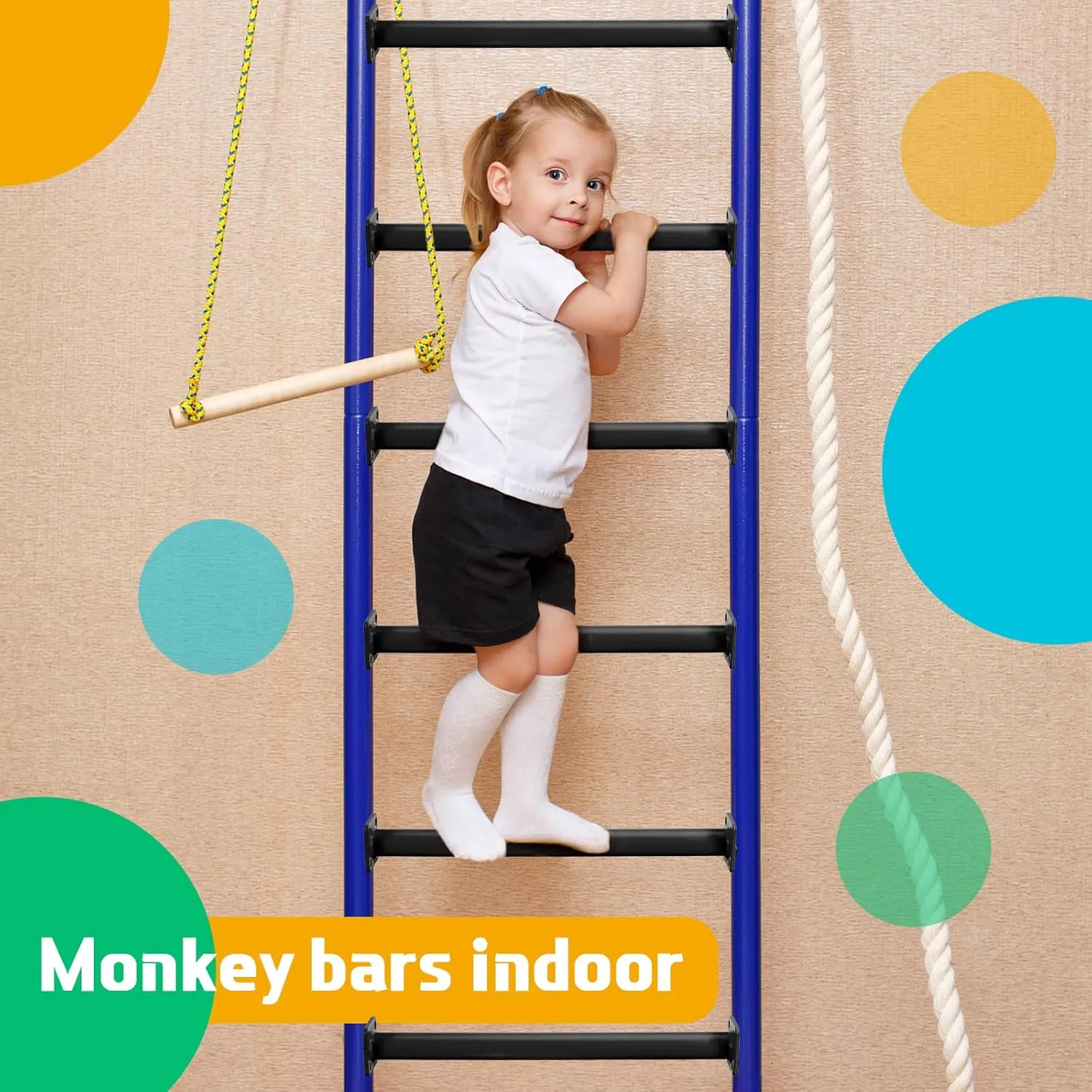 Dunzy 12 Pack Monkey Bars Swing Set Accessories Rods Playset Ladder Rungs Hardware Kit Steel Monkey Bar with Screws for Backyard Playground Equipment Mounting Plates(16.5 Inch,Black)