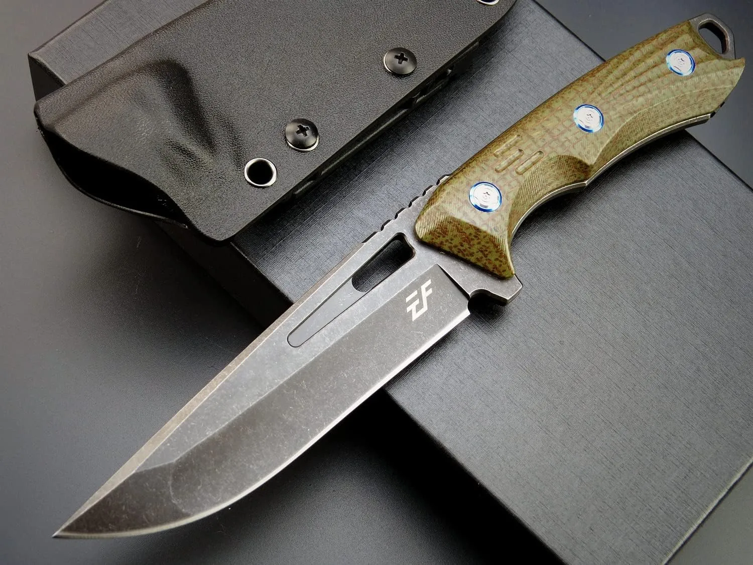 Eafengrow EF127 Fixed Blade Knife 14C28N Steel Blade, G10/Micarta Handle Full Tang Fixed Knifes for Working Camping Hunting Survival Heavy Duty EDC Tool Knife