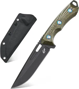 Eafengrow EF127 Fixed Blade Knife 14C28N Steel Blade, G10/Micarta Handle Full Tang Fixed Knifes for Working Camping Hunting Survival Heavy Duty EDC Tool Knife