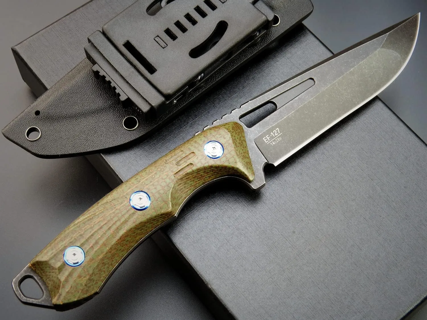 Eafengrow EF127 Fixed Blade Knife 14C28N Steel Blade, G10/Micarta Handle Full Tang Fixed Knifes for Working Camping Hunting Survival Heavy Duty EDC Tool Knife