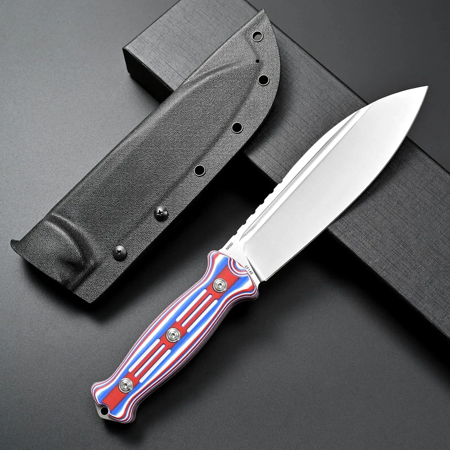 Eafengrow EF149 Fixed Blade Knife N690 Steel Blade Colorful G10 Handle Full Tang EDC Straight Knife for Hunting Camping Adventure