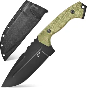 Eafengrow EF154 Fixed Blade Knife Nitro-V Stainless Steel Blade Micarta Handle Full Tang EDC Straight Knife for Outdoor Working Camping