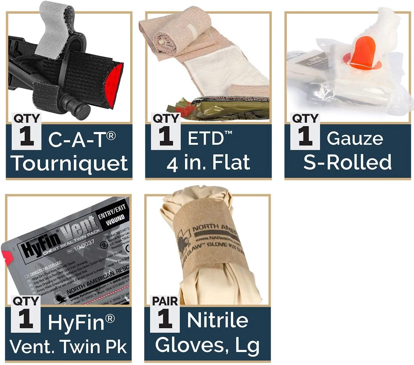 Eagle IFAK w/Molle, Combat Tourniquet, Hyfin Chest Seal & Free 6.25" NAR EMT Shears (Coyote Tan)