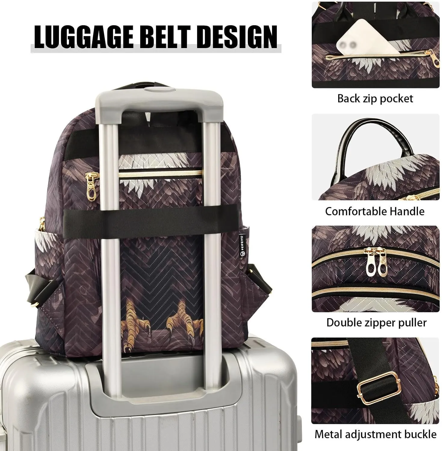 Eagle Mini Backpack Purse for Women Cute Small Backpack Light Weight Fashion Daypack for Work Travel Daily Backpack (Small Pattren 4)