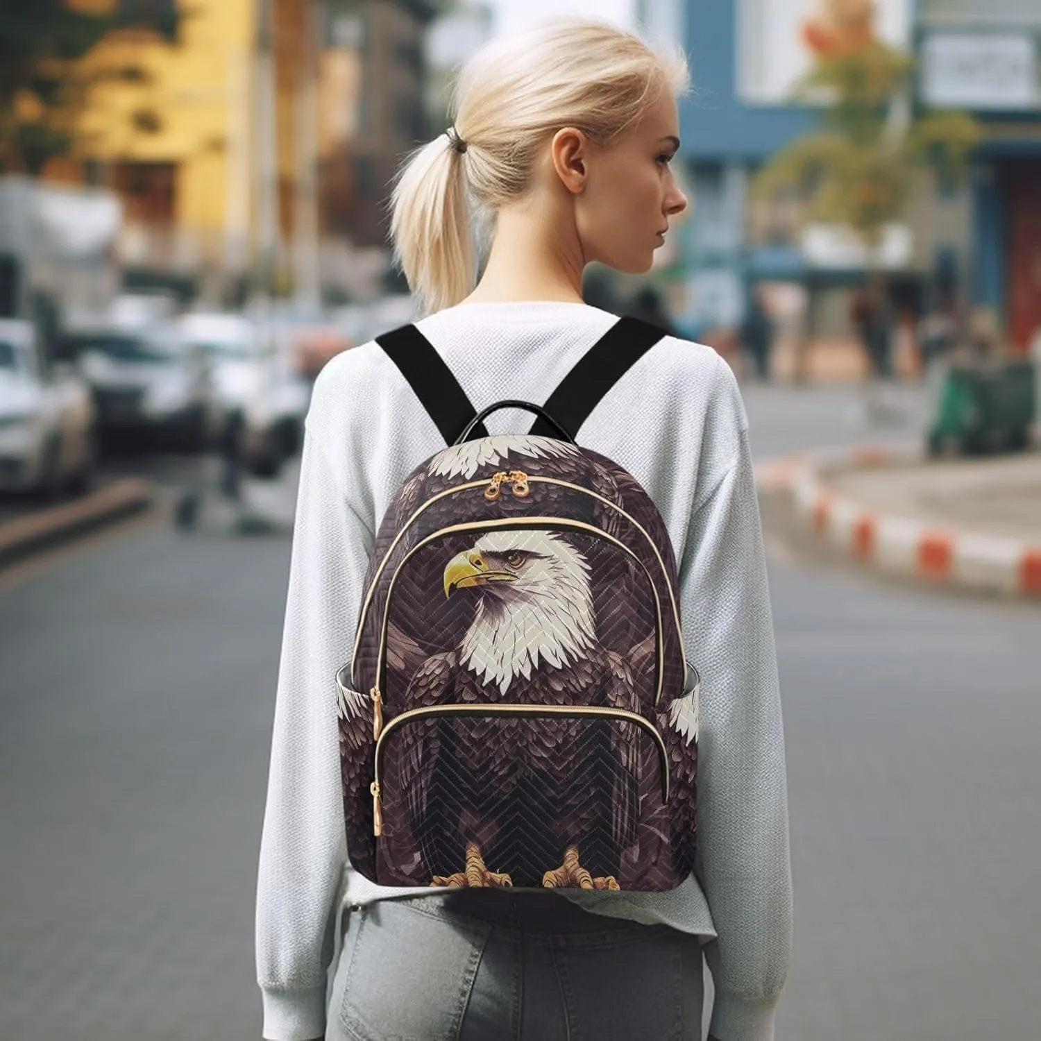 Eagle Mini Backpack Purse for Women Cute Small Backpack Light Weight Fashion Daypack for Work Travel Daily Backpack (Small Pattren 4)