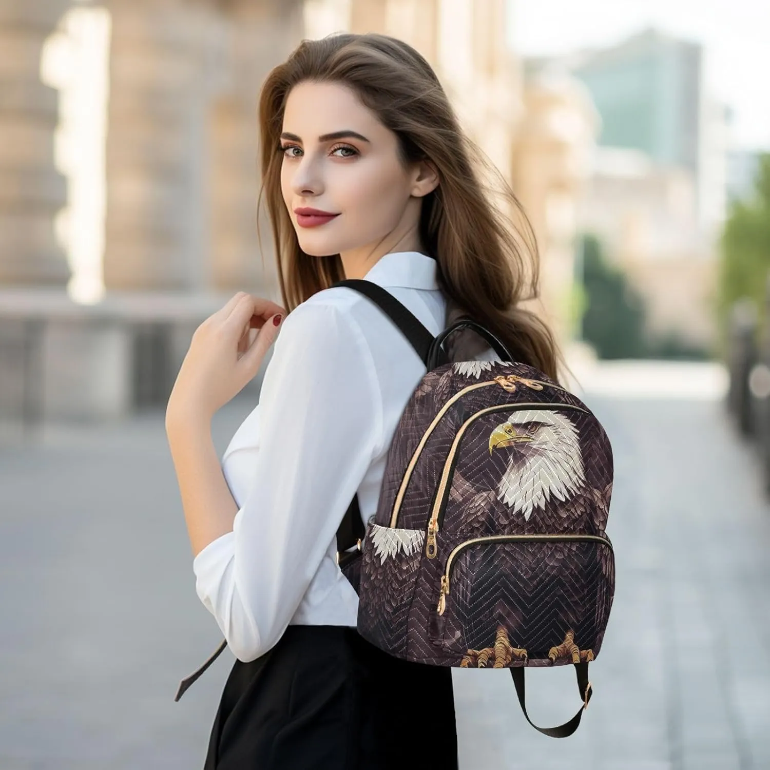 Eagle Mini Backpack Purse for Women Cute Small Backpack Light Weight Fashion Daypack for Work Travel Daily Backpack (Small Pattren 4)