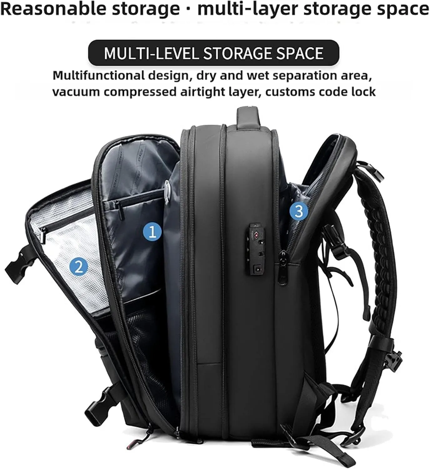 Easy Vac Pack Backpack, Easy Vac Backpack, Easyvacpack 60l Large Capacity Waterproof Anti-Theft Travel Bag (Prestige-Black)