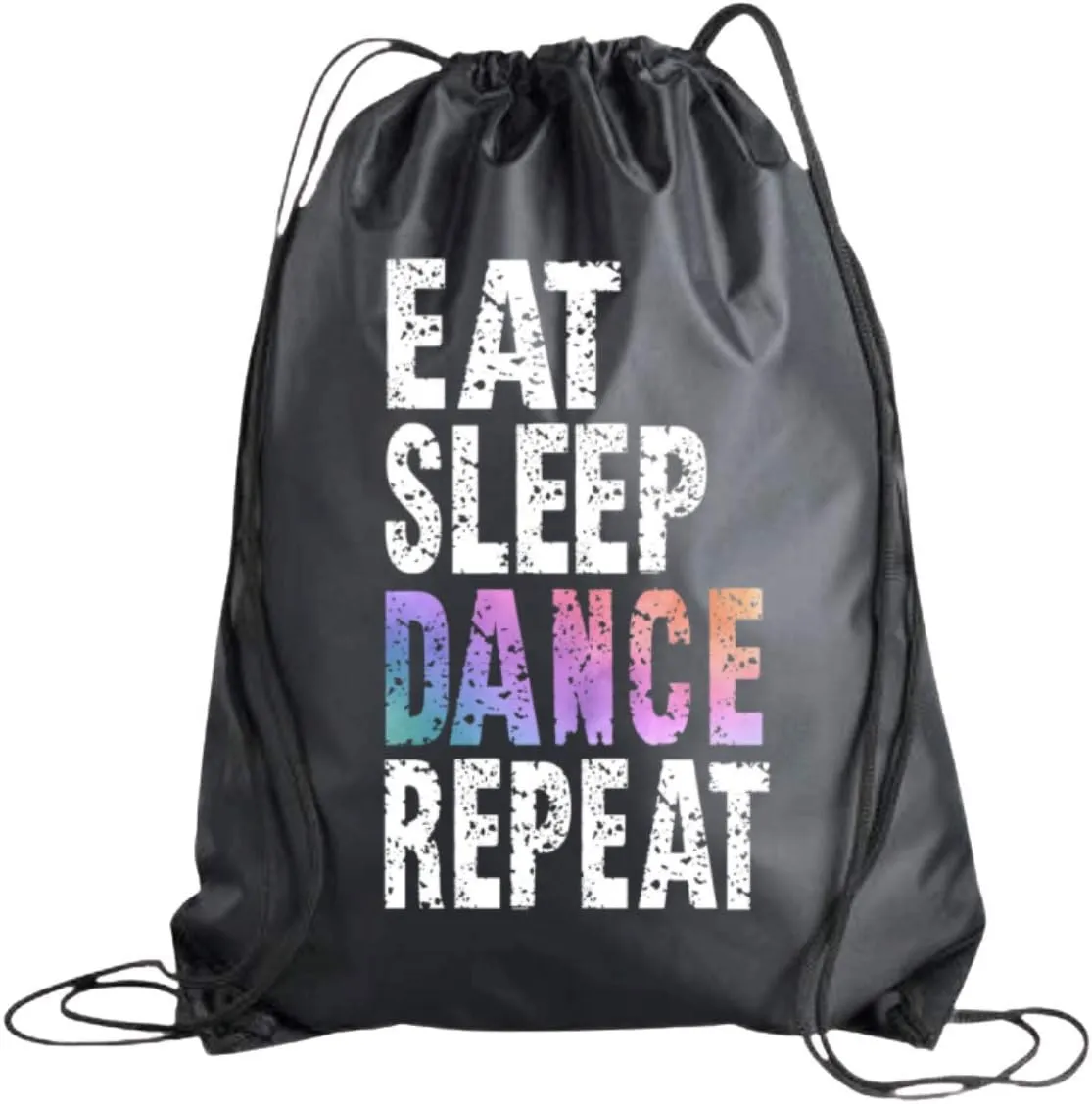 Eat Sleep Dance Repeat Drawstring Backpack - Sport Pack Cinch Sack for Dance Recital, Birthday - Ballet Bag, Gift for Dancers