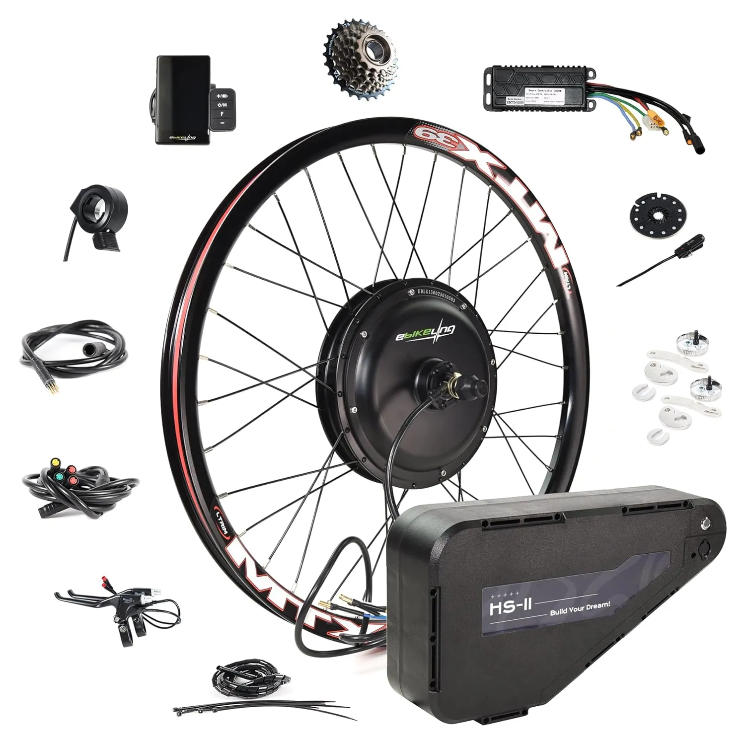 EBIKELING 52V 2000W Rear Ebike Conversion Kit, Electric Bike Conversion Kit with Waterproof Components, Add On Electric Bike Kit for Effortless Cycling, High Performance, Durable and Reliable