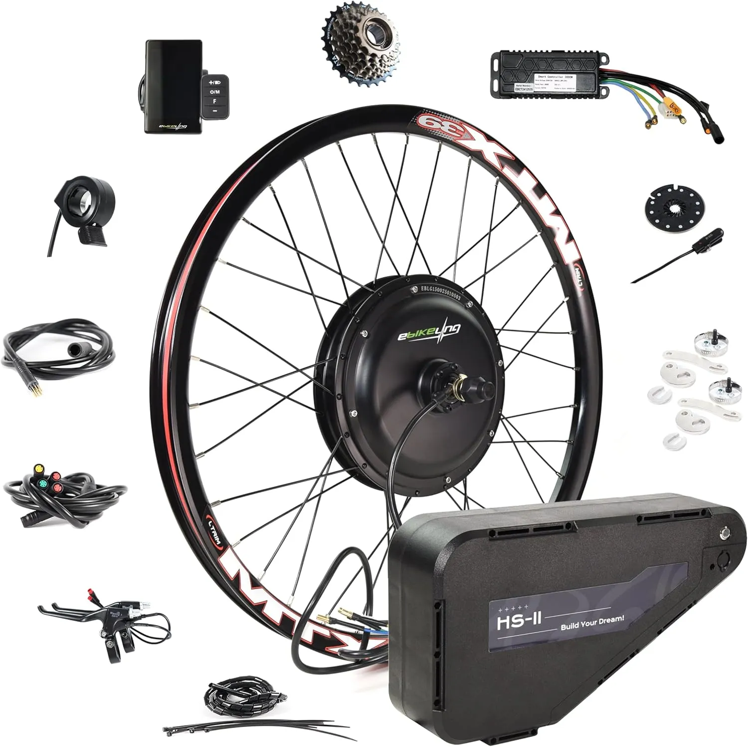 EBIKELING Waterproof Ebike Conversion Kit with Battery Direct Drive Rear Wheel Mountain Bike Rim Electric Bike Conversion Kit Ebike Battery & Charger Included 1500W 1200W for Adults (29'' Wheel)