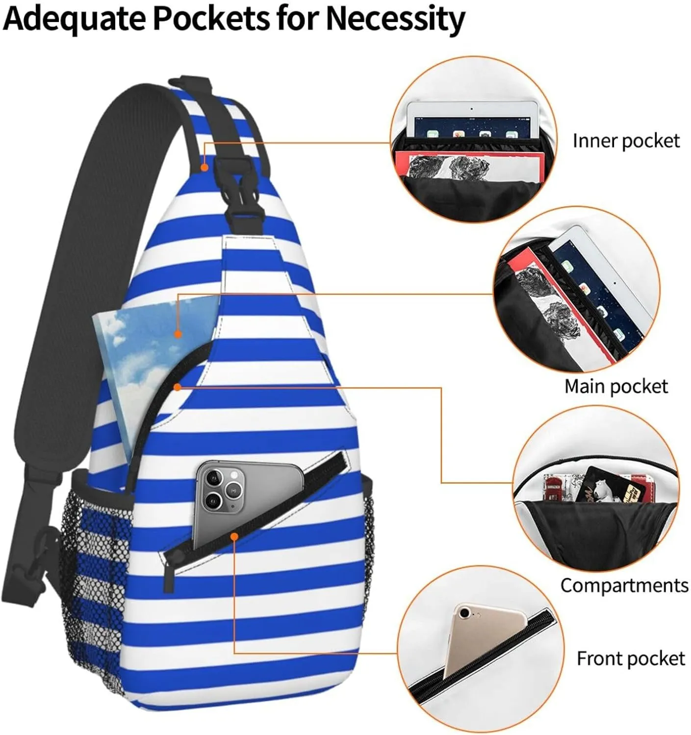 El Salvador Honduras Flag Stripes Crossbody Bag Cross Chest Bag Adjustable Sling Backpack Sports Gym Shoulder Bags Travel Cycling Daypack Diagonally Casual Rucksack