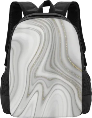 Elegant Liquid Gold Glitter Marble Pattern Lightweight Packable Backpack Travel Casual Hiking Daypack Foldable Backpack For Men Women