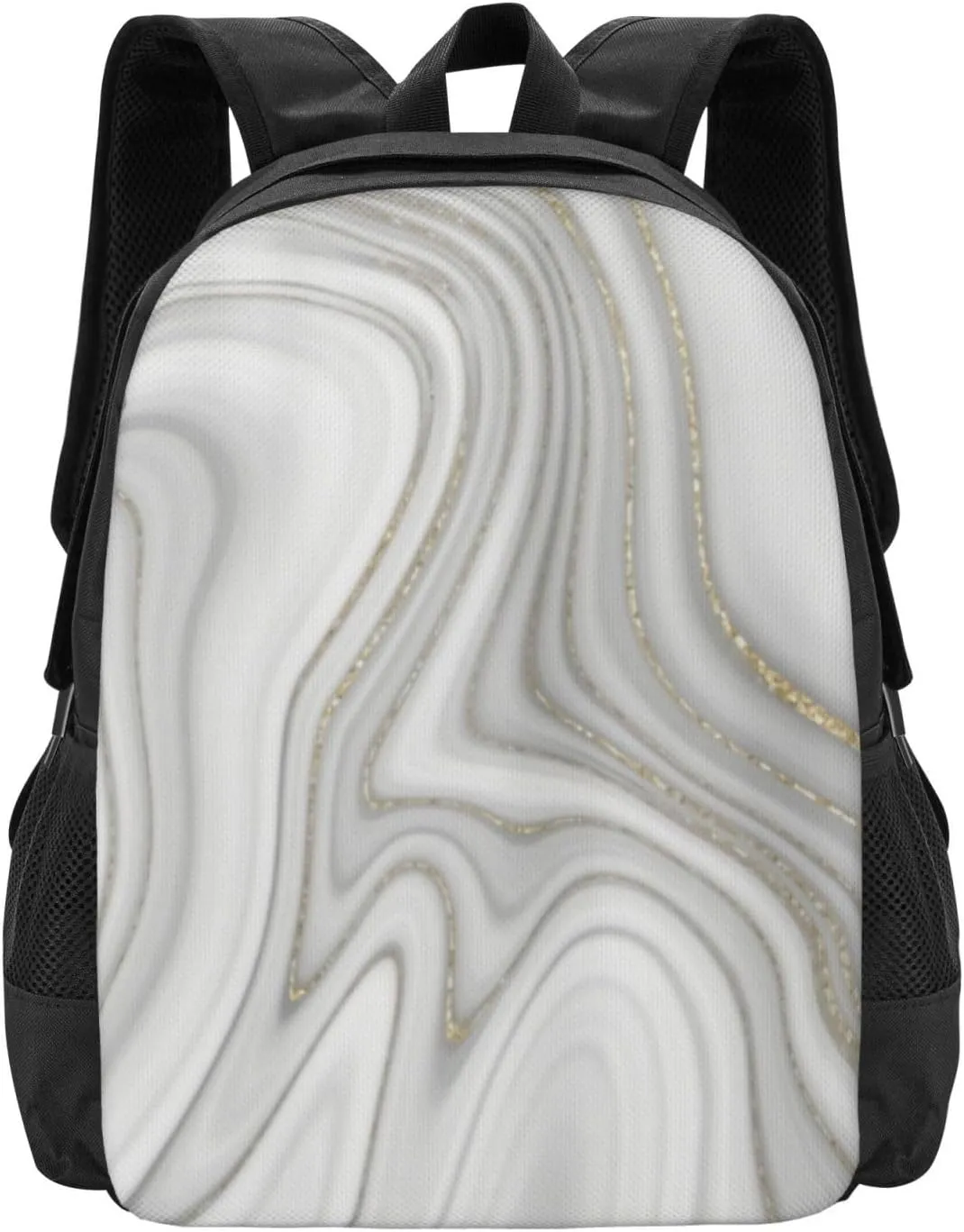 Elegant Liquid Gold Glitter Marble Pattern Lightweight Packable Backpack Travel Casual Hiking Daypack Foldable Backpack For Men Women