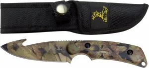 Elk Ridge 8" Fixed Blade Knife,Gut Hook & Camo Coated Handle   Sheath - ER116