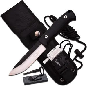 Elk Ridge - Outdoors Fixed Blade Knife - 10.5-in Overall, 5.3-in Blade, Nylon Fiber Handle w/Hidden Compartment, Nylon Sheath, Sharpening Stone, Fire Starter, Hunting, Camping, Survival - ER-555BK