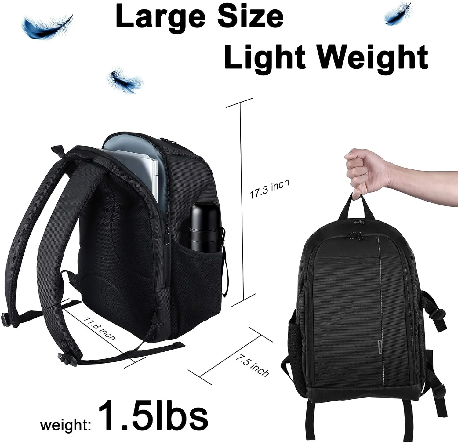 EMART Camera Bag Backpack Professional for DSLR/SLR Mirrorless Camera Accessories with Waterproof Rain Cover & Laptop Compartment, Photography Case for Sony Canon Nikon Camera and Lens