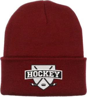 Embroidered Ice Hockey Thick and Warm Skull Cap Cuffed Beanie Men Women Kids