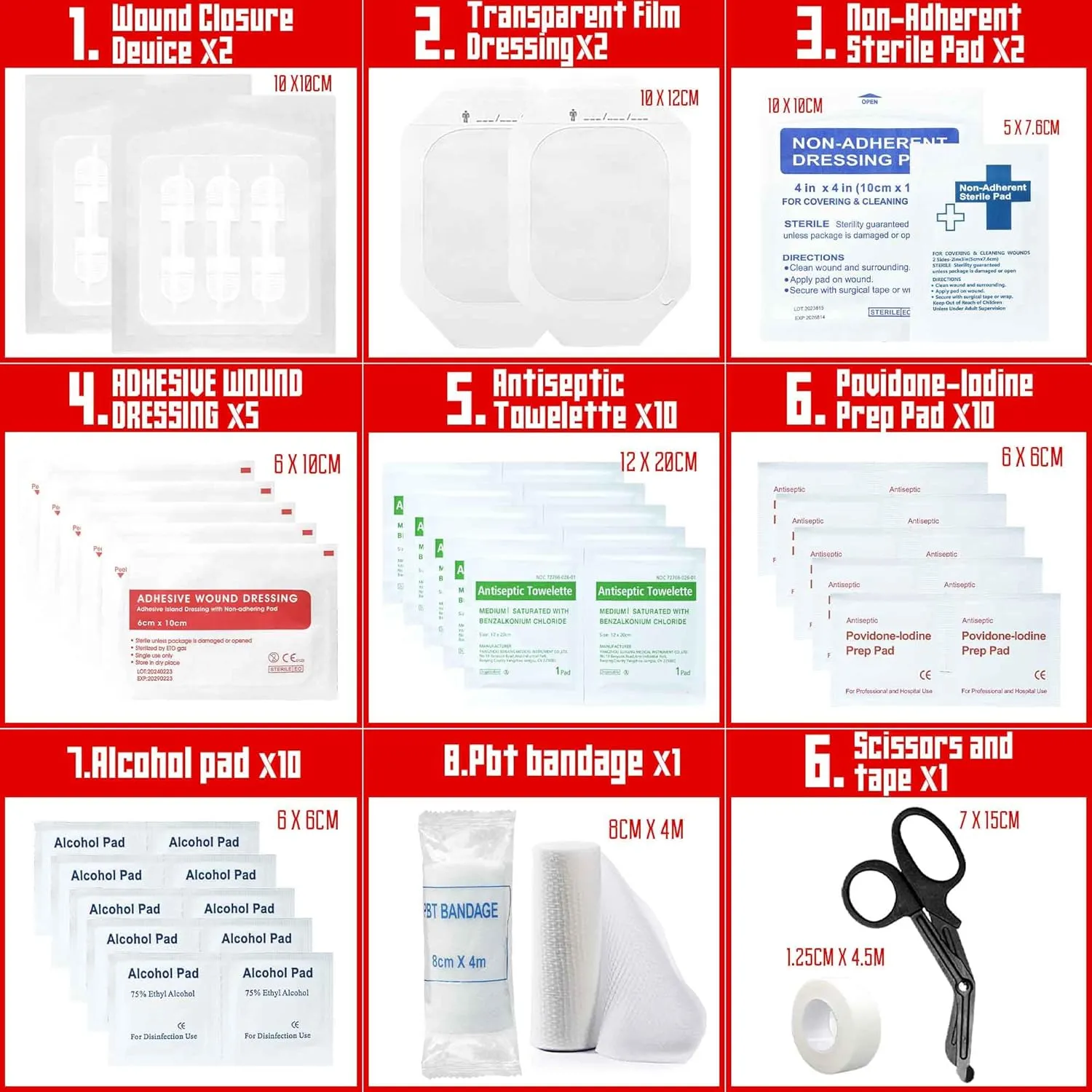 Emergency Wound Closure Strips Kit Set,Sutures Butterfly Bandaids, Ifak Trauma Kit Refill First Aid Supplies for Hiking Camping Backpacks, Zip Stitch Wound Closure Strips(White, Large)