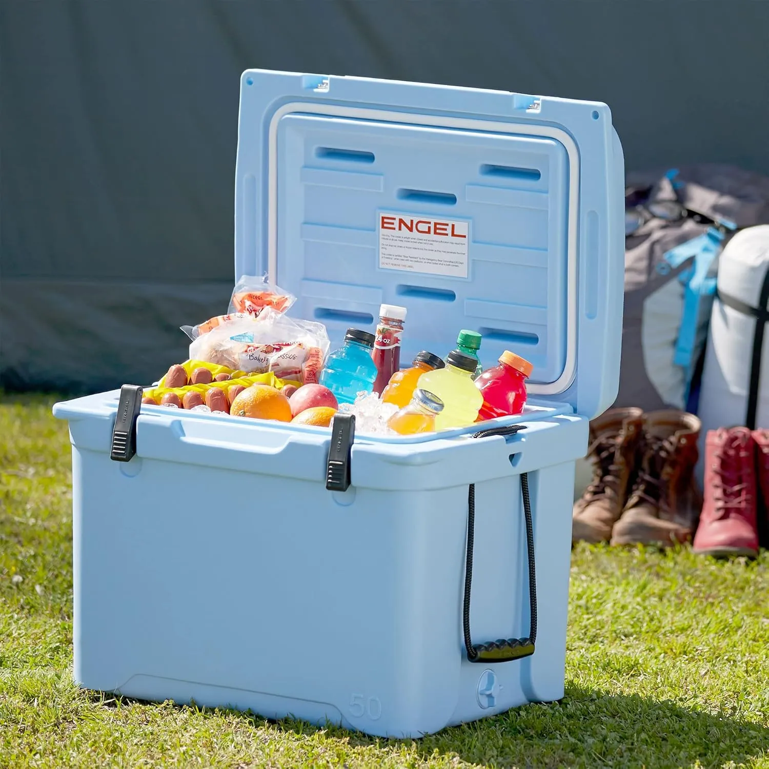 Engel Coolers ENG50 Cooler | 60 Can High Performance Durable Seamless Rotationally Molded Ice Box for Camping, Hunting, and Fishing