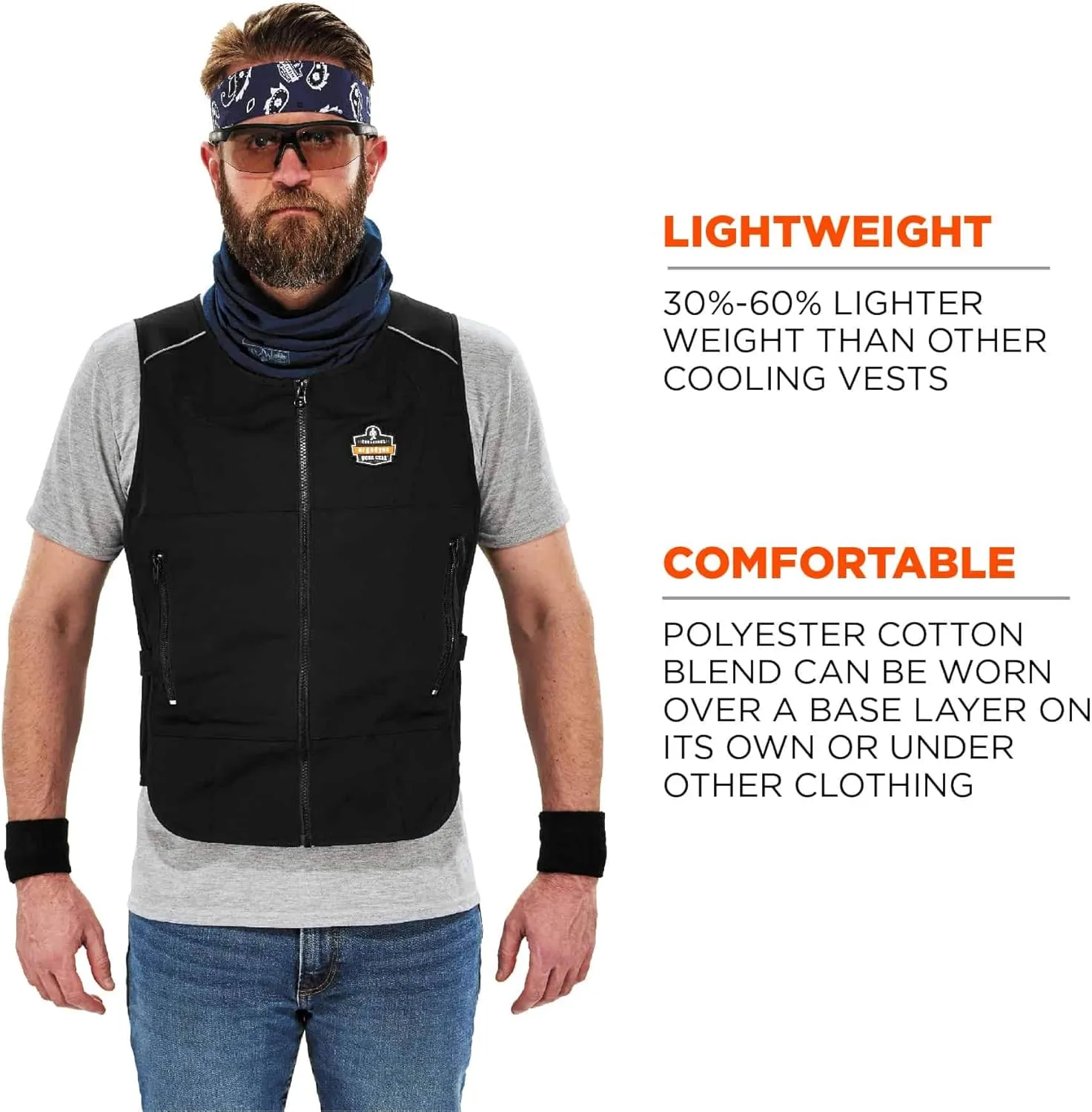 Ergodyne unisex-adult Lightweight Phase Change Cooling Vest With Rechargeable Ice Packs