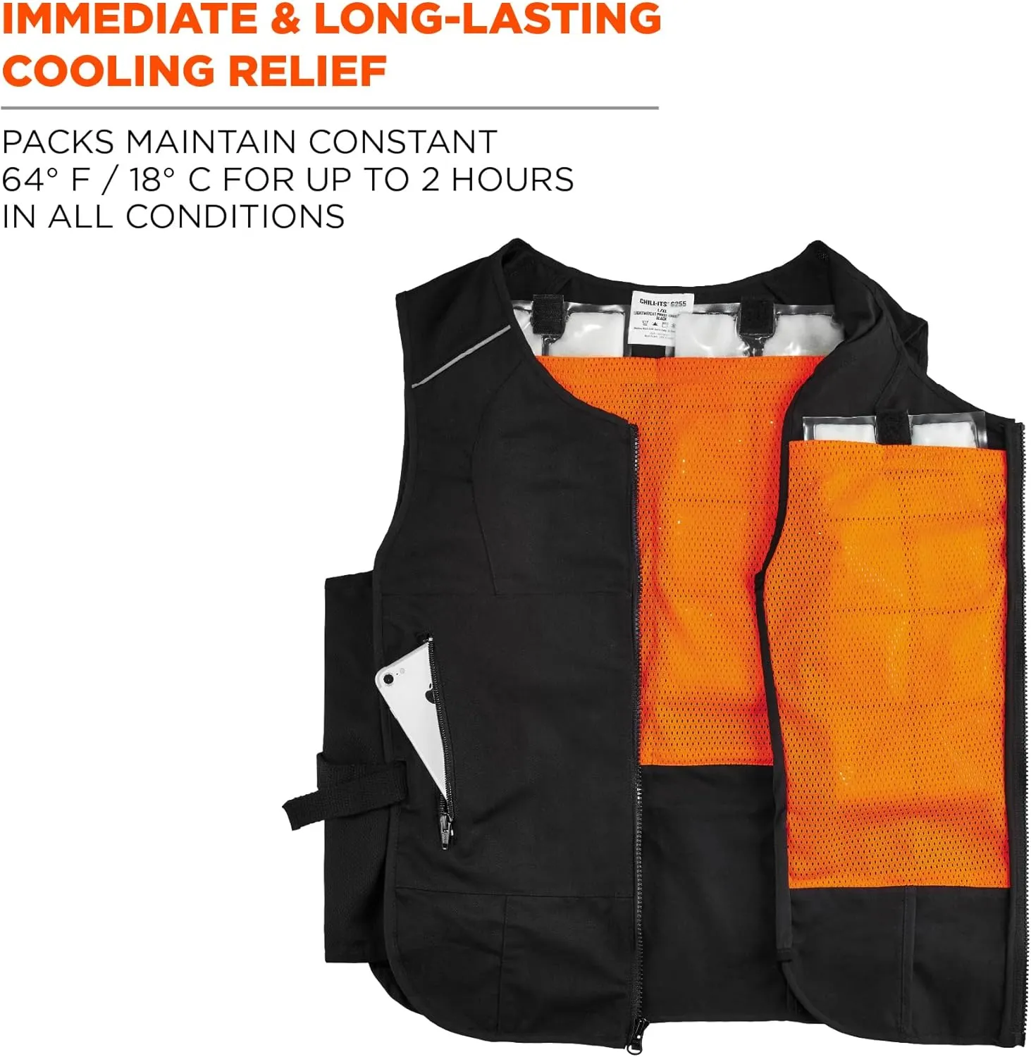 Ergodyne unisex-adult Lightweight Phase Change Cooling Vest With Rechargeable Ice Packs