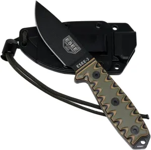 ESEE 3P Survival Fixed Blade Knife, OEM Sawtooth Handle Design