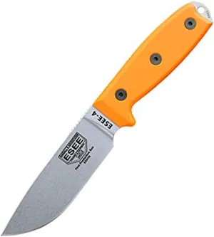 ESEE-4 Fixed Blade Knife, S35V Steel, Ambidextrous Sheath Included Made in USA (Orange)
