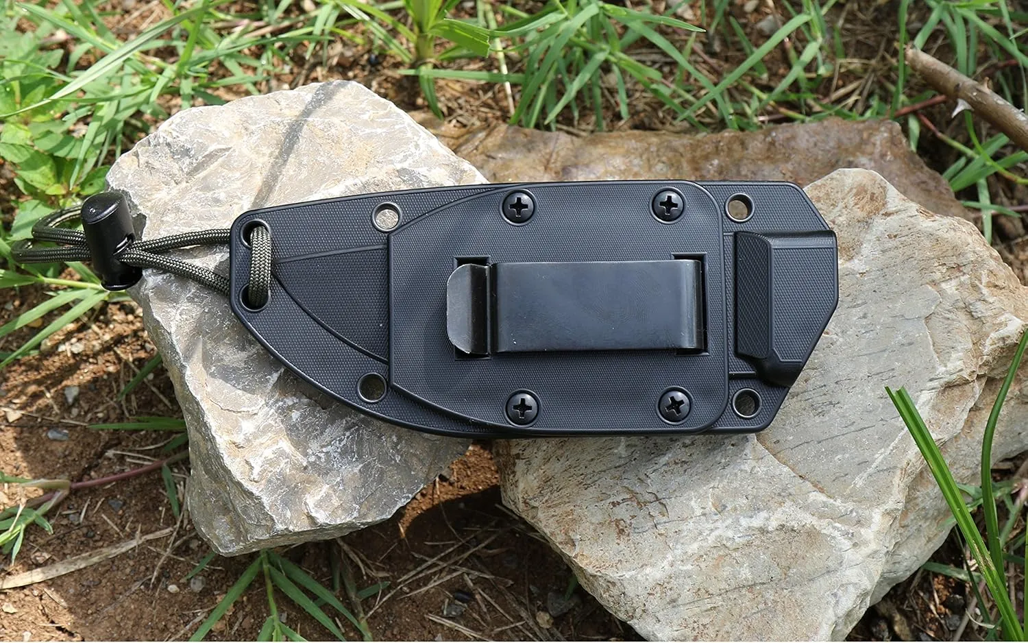 ESEE 4P Survival Knife - Field Tested Fixed Blade Knife with Molded Polymer Sheath & Clip Plate, Full Tang, Plain Edge - Durable Outdoor Camping Blade with Sheath for Survival