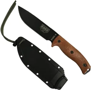 ESEE-6 Fixed Blade Knife, 3D Contoured Handle, 1095 Carbon Steel, Ambidextrous Polymer Sheath, Made in USA