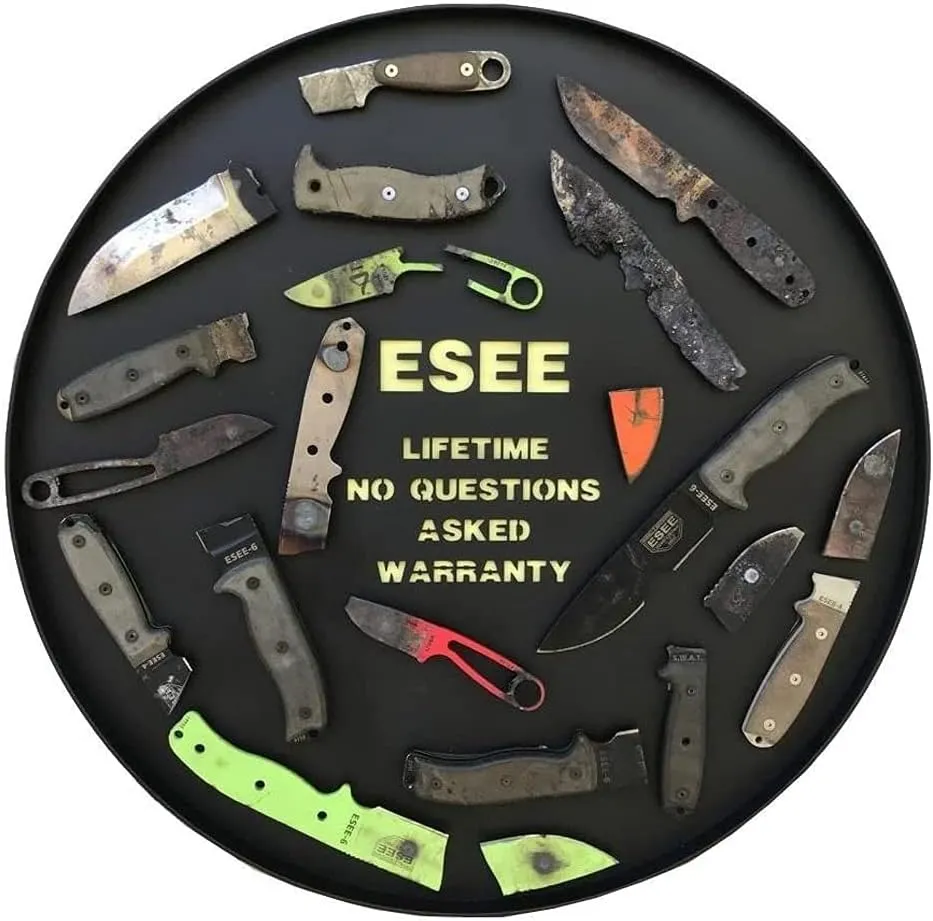 ESEE-6 Fixed Blade Knife, 3D Contoured Handle, 1095 Carbon Steel, Ambidextrous Polymer Sheath, Made in USA