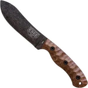 ESEE James Gibson Designed JG5 Nessmuk Fixed Blade Knife w/Sculpted Micarta Handles, Black Oxide Finish, and Brown Leather Pouch Sheath (Brown Sculpted Micarta)