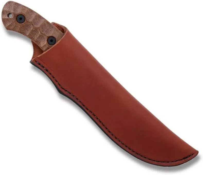 ESEE James Gibson Designed JG5 Nessmuk Fixed Blade Knife w/Sculpted Micarta Handles, Black Oxide Finish, and Brown Leather Pouch Sheath (Brown Sculpted Micarta)