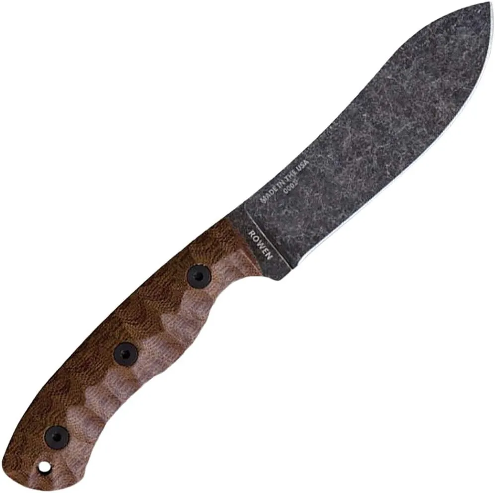 ESEE James Gibson Designed JG5 Nessmuk Fixed Blade Knife w/Sculpted Micarta Handles, Black Oxide Finish, and Brown Leather Pouch Sheath (Brown Sculpted Micarta)