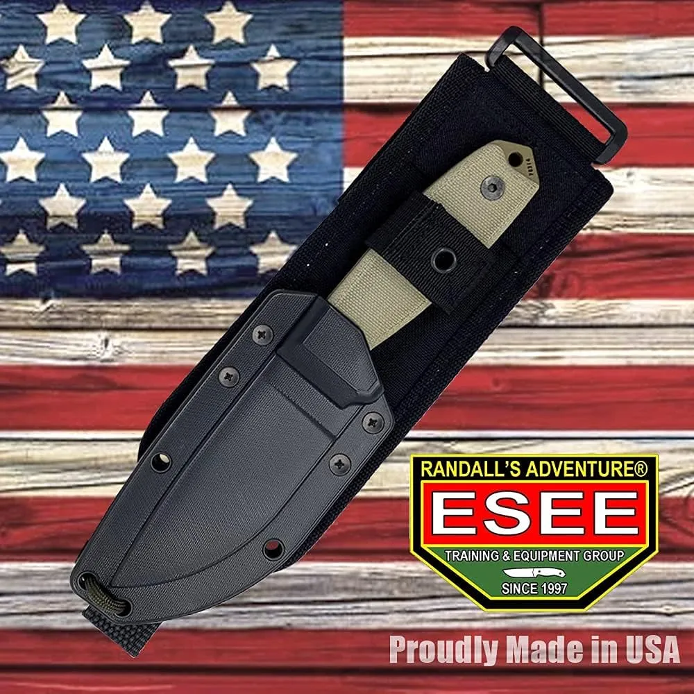 ESEE Knives 3P-MB Fixed Blade Knife w/Molded Polymer Sheath & MOLLE Back (Dark Earth Blade/Black Sheath)