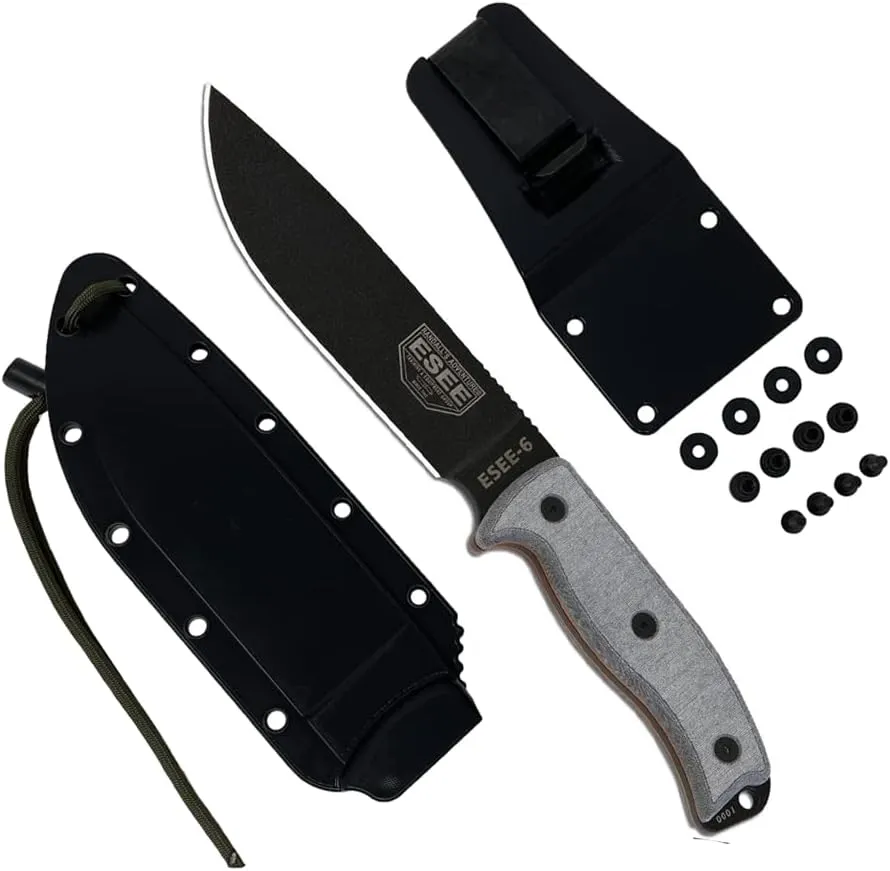 ESEE Knives 6P Fixed Blade Knife w/Molded Polymer Sheath
