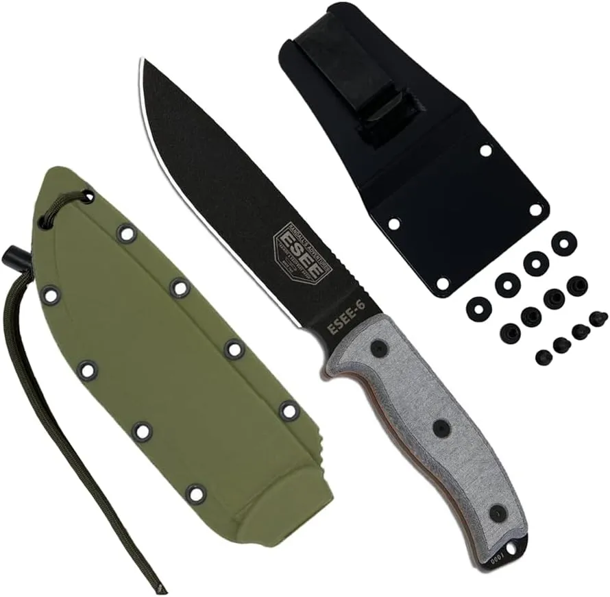 ESEE Knives 6P Fixed Blade Knife w/Molded Polymer Sheath