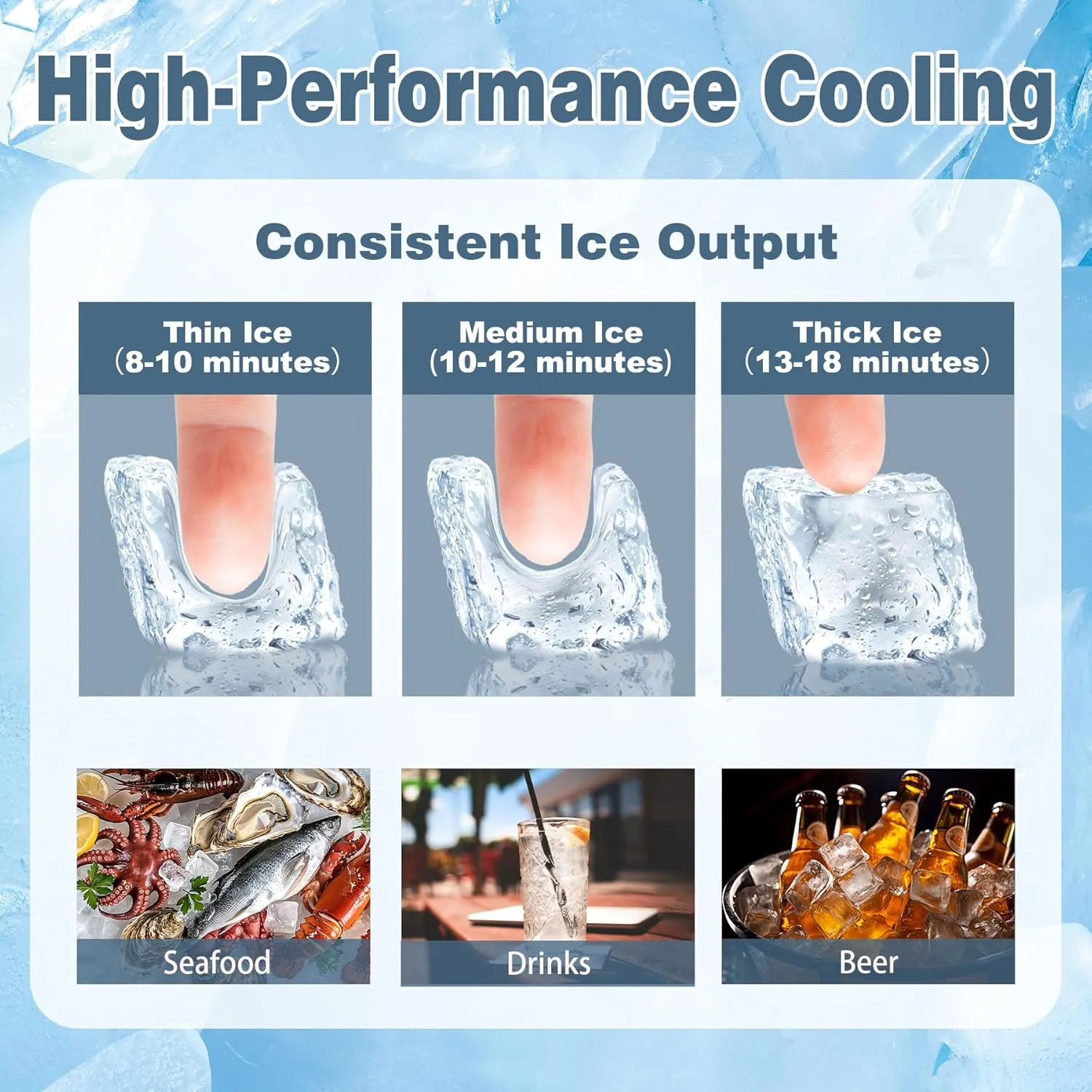 ETL Safe & Hygiene Certification Commercial Ice Maker - 100lbs/24H, Freestanding Fast Ice Maker Machine, Self-Cleaning Ice Machines with LED Display, for Bar Hotel Restaurant