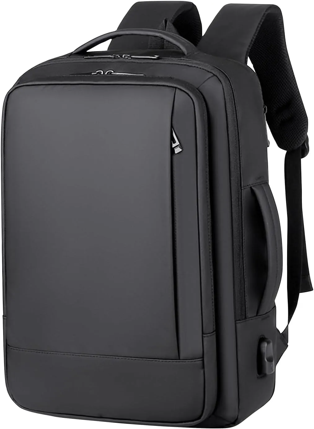 Expandable Laptop Backpack, 16 Inch Water-Resistant Bag with USB Charging Port, Business College Backpack for Men & Women, Black