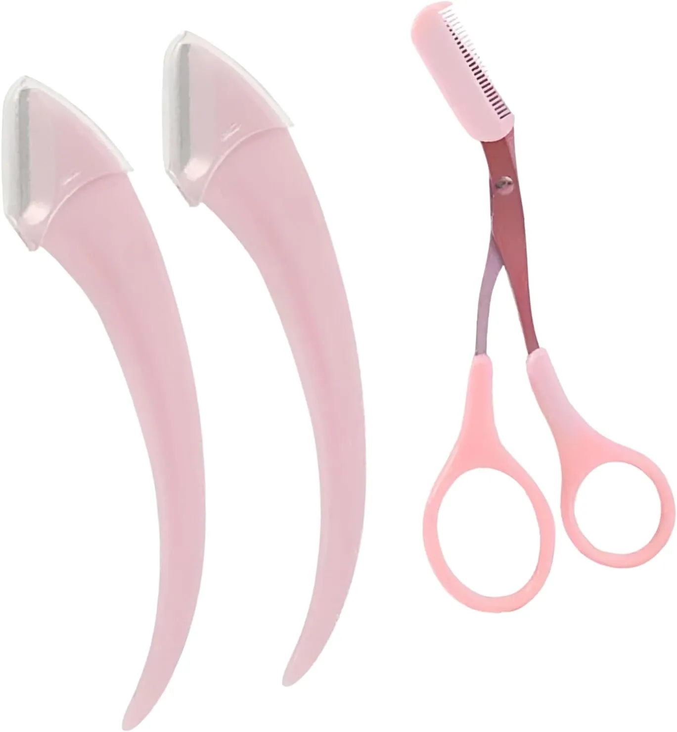 Eyebrow Trimmer Scissors with Comb 3‑Piece Kit – Curved Razor   Precision Scissors – Women’s Eyebrow Shaping & Trimming Set (White)