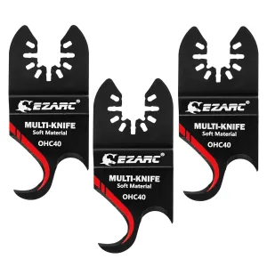 EZARC Oscillating Multi Tool Hook Knife Blade, 3PCS Multitool Saw Blades for Cutting Soft Materials Roofing Shingles, PVC Carpet and Cardboard