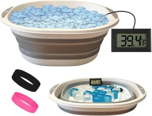 Face Bowl for Ice Bath, Cold Face Plunge Bowl Kit, Foldable Bowl for Face Ice Bath with Reusable Cubes, Portable Cold Plunge Face Bowl, Ice Bowl for Face Cold Plunge Chiller (Gray)