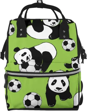 Fashion Diaper Bag Mummy Backpack Panda Playing Football Soccer Nappy Bag Large Capacity Baby Care Bags For Mom Dad